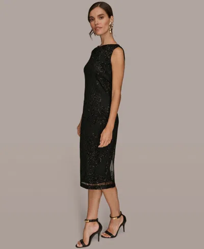 Donna Karan New York Sequin Mesh Midi Dress In Black