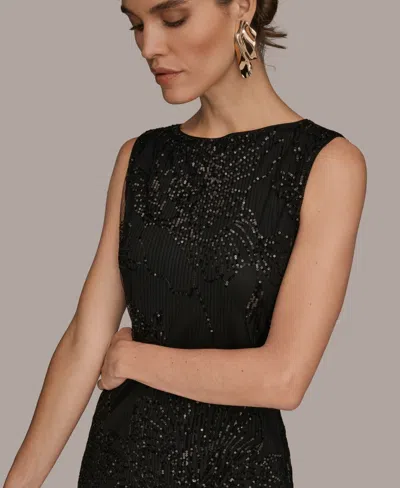 Donna Karan New York Sequin Mesh Midi Dress In Black