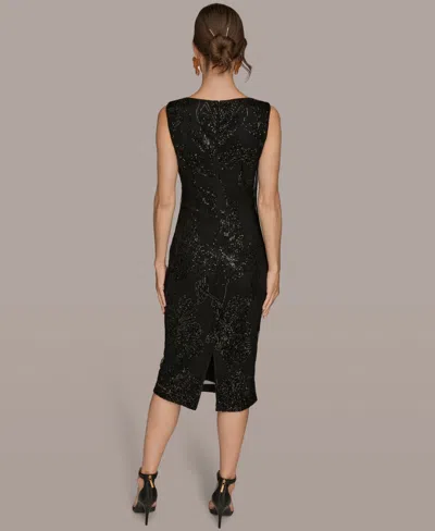 Donna Karan New York Sequin Mesh Midi Dress In Black