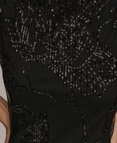 Donna Karan New York Sequin Mesh Midi Dress In Black
