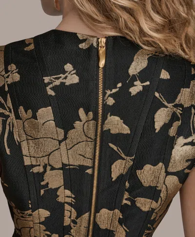 Donna Karan Metallic Jacquard Midi Dress In Multi