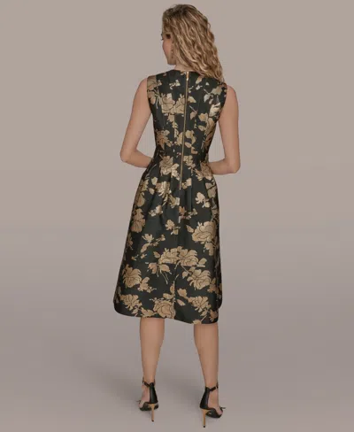 Donna Karan Metallic Jacquard Midi Dress In Multi