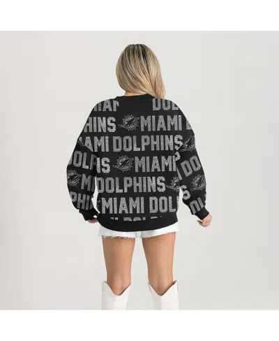 Gameday Couture Black Kansas City Chiefs Relaxed Drop Shoulder Hype Era Rhinestone Text Sweatshirt In Multi