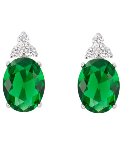 Macy's Crystal (0.12 Ct. T.w.) And Cubic Zirconia (3.44 Ct. T.w.) Stud Earrings In Sterling Silver In Gray