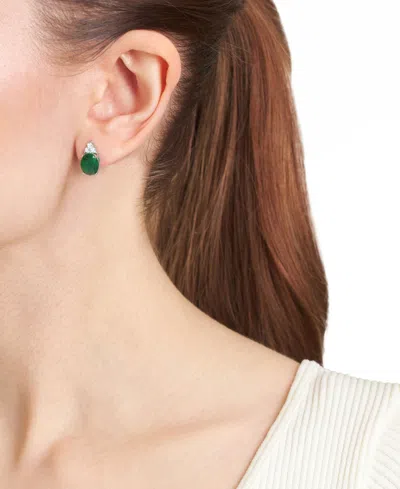 Macy's Crystal (0.12 Ct. T.w.) And Cubic Zirconia (3.44 Ct. T.w.) Stud Earrings In Sterling Silver In Gray