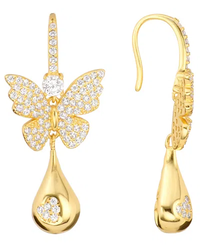 Macy's Cubic Zirconia Butterfly Drop Earrings (0.93 Ct. T.w.) In Sterling Silver (also In 14k Gold Over Ste In Gold