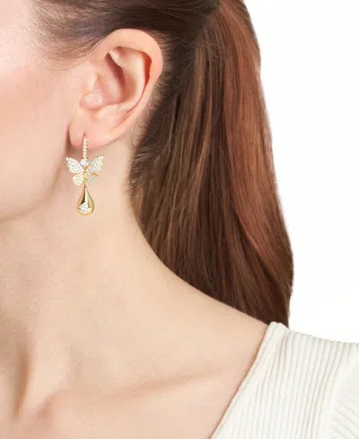 Macy's Cubic Zirconia Butterfly Drop Earrings (0.93 Ct. T.w.) In Sterling Silver (also In 14k Gold Over Ste In Gold