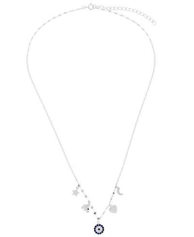 Macy's Cubic Zirconia Eye Luck Charm Pendant Necklace (0.856 Ct. T.w.) In Sterling Silver (also In 14k Gold In Silver
