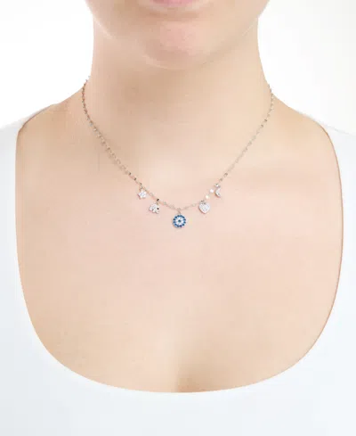 Macy's Cubic Zirconia Eye Luck Charm Pendant Necklace (0.856 Ct. T.w.) In Sterling Silver (also In 14k Gold In Silver