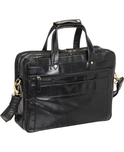 Mancini Men's Triple Compartment Briefcase In Black
