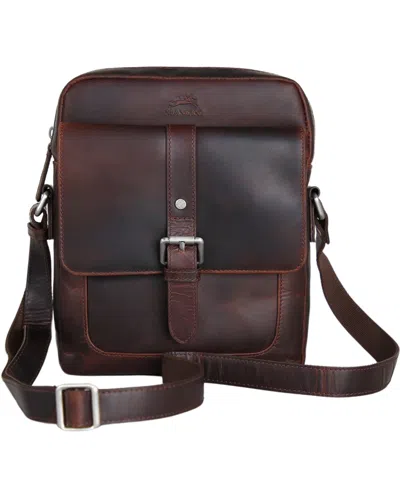 Mancini Men's Leather Crossbody Bag In Brown
