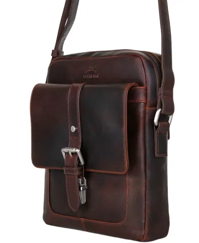 Mancini Men's Leather Crossbody Bag In Brown