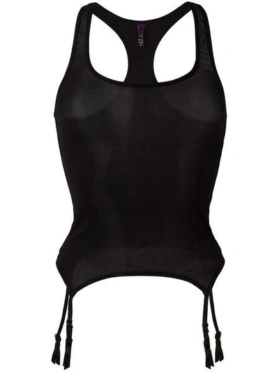 Shop Maison Close 'bellevue' Tank Top Suspenders In Black