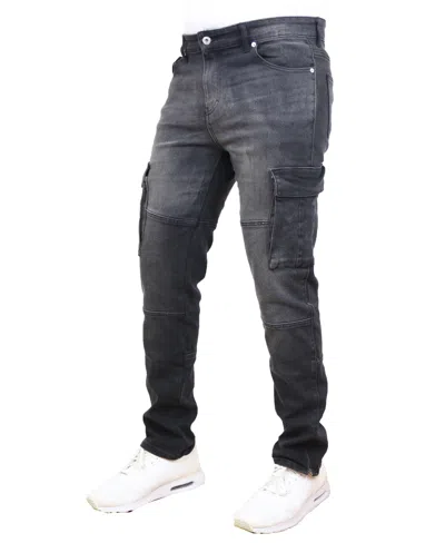 Blue Ice Men's Stretch Cargo Pocket Jeans In Black