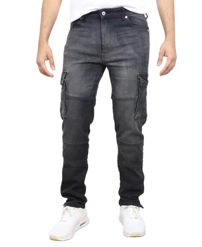 Blue Ice Men's Stretch Cargo Pocket Jeans In Black