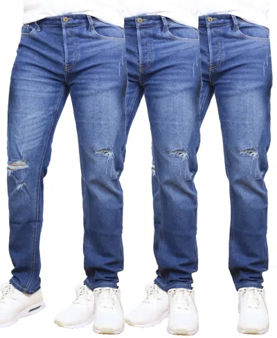 Blue Ice Men's 3-pack Stretch Ripped Jeans In Blue