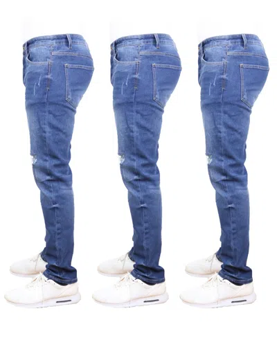 Blue Ice Men's 3-pack Stretch Ripped Jeans In Blue