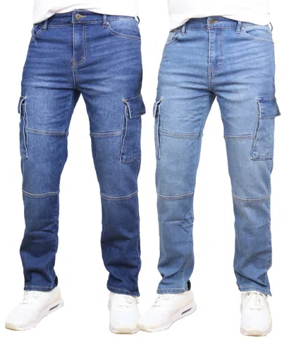 Blue Ice Men's 2-pack Stretch Cargo Pocket Jeans In Blue