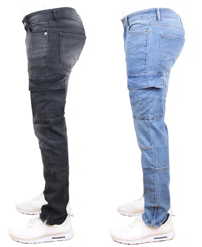 Blue Ice Men's Stretch Cargo Pocket Jeans-2 Pack In Multi