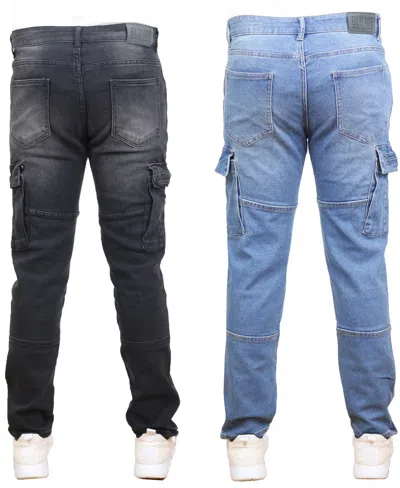 Blue Ice Men's Stretch Cargo Pocket Jeans-2 Pack In Multi