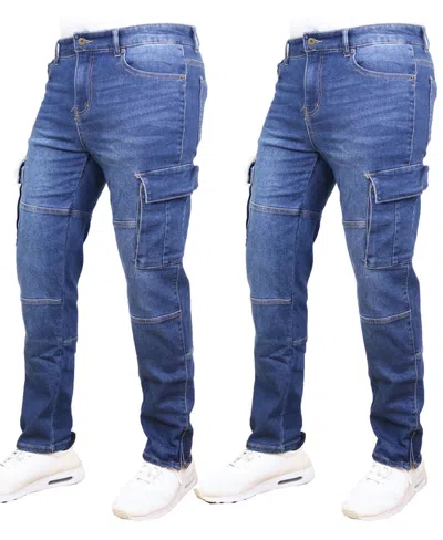 Blue Ice Men's 2-pack Stretch Cargo Pocket Jeans In Blue