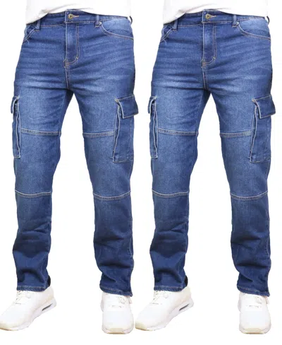 Blue Ice Men's 2-pack Stretch Cargo Pocket Jeans In Blue