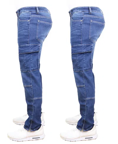 Blue Ice Men's 2-pack Stretch Cargo Pocket Jeans In Blue