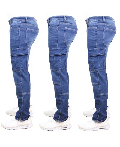 Blue Ice Men's 2-pack Stretch Cargo Pocket Jeans In Blue