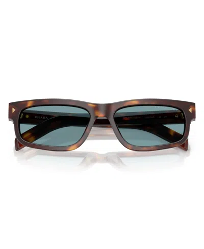 Prada Pr B11s 15w04d 55mm Unisex Rectangle Sunglasses In Brown