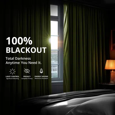 Half Price Drapes Basque Green Signature Velvet Blackout Curtain