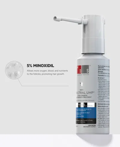 Ds Laboratories Spectral.uhp Men's Extra Strength Hair Regrowth Treatment With Minoxidil 5%, 60 ml In Transparent