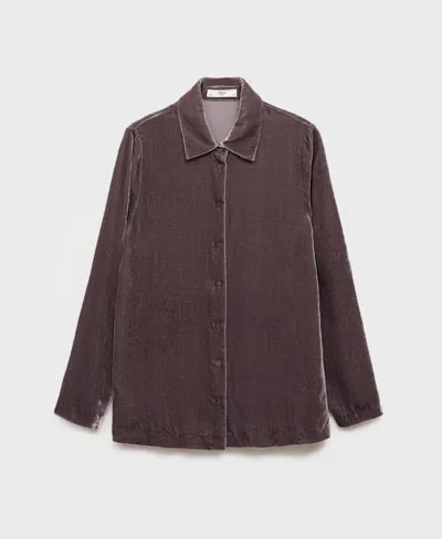 Mango Women's Silk Velvet Shirt In Purple