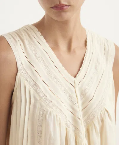 Mango Cotton Lace Nightdress With Drawstring Vanilla In White