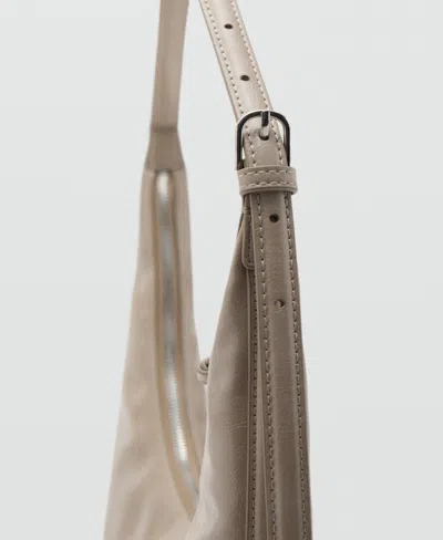 Mango Women's Pebbled Effect Medium Oval Bag In Neutral