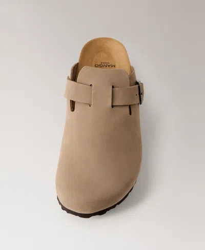 Mango Leather Clog In Brown