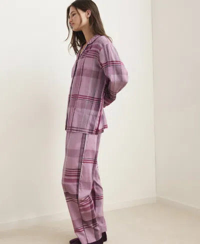 Mango Mixed Print Cotton Pajama Top In Purple