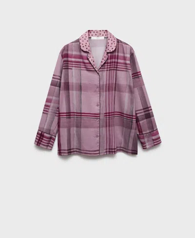 Mango Mixed Print Cotton Pajama Top In Purple