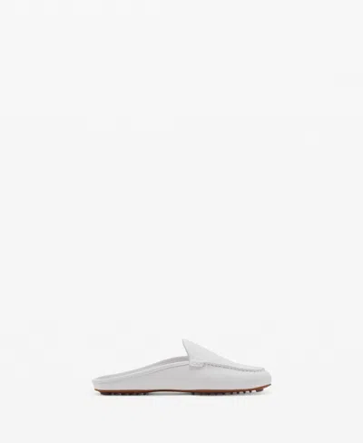 Mango Leather Flat Shoes White In White
