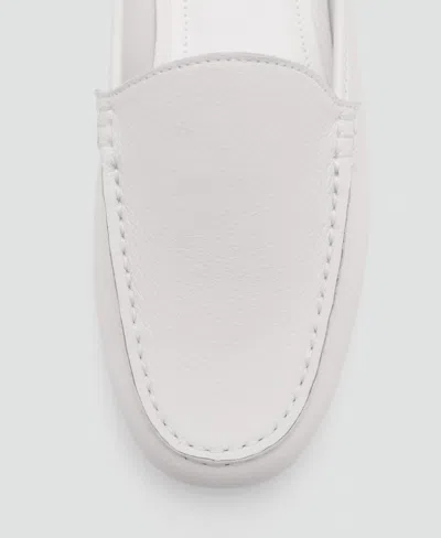 Mango Leather Flat Shoes White In White