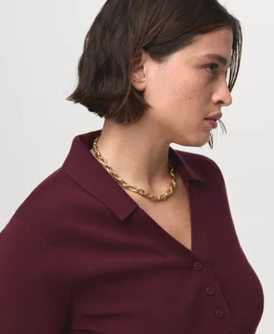 Mango Women's Shirt Collar Fine-knit Sweater In Multi