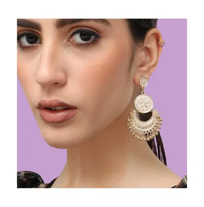 Sohi Women's Coin Drop Earrings In Gold