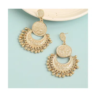 Sohi Women's Coin Drop Earrings In Gold