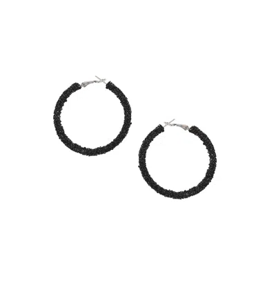 Sohi Embellished Cluster Hoop Earrings In Black