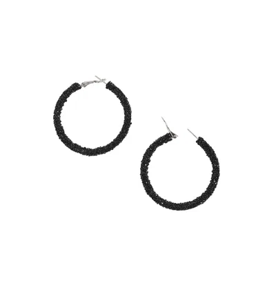Sohi Embellished Cluster Hoop Earrings In Black