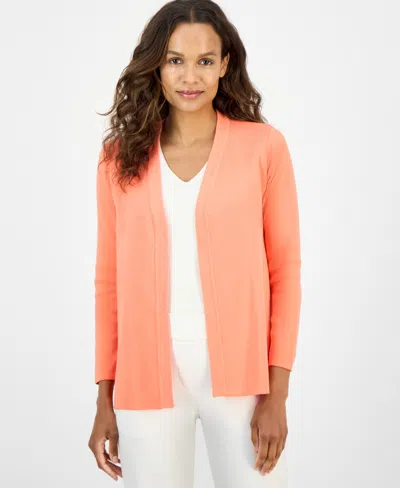 Ak Anne Klein Women's Newport Open-front Cardigan In Orange