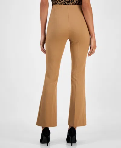 Bar Iii Women's Crepe High-rise Flared-leg Pants, Macy's Exclusive In Brown