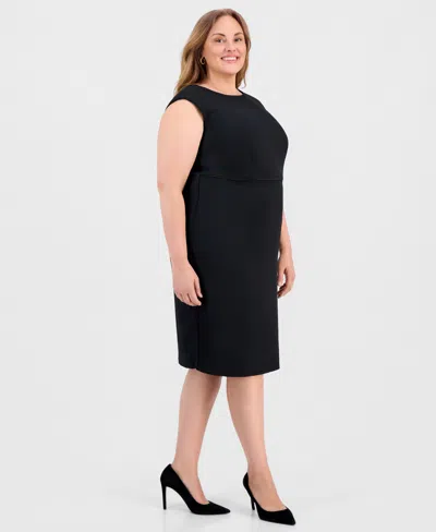Kasper Plus Size Stretch-crepe Sleeveless Sheath Dress In Black