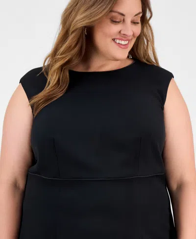 Kasper Plus Size Stretch-crepe Sleeveless Sheath Dress In Black