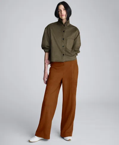 Kenneth Cole Faux Suede Pull On Wide Leg Pant In Brown