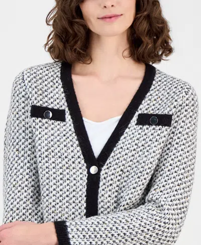Anne Klein Knit Houndstooth Cardigan In Multi